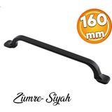 Badem10 Zümre 160 mm Düz Mobilya Mutfak Dolabı Çekmece Dolap Kapak Kulbu Siyah Metal Kulp