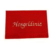Bademler Halı Kapı Önü Paspas Hoşgeldiniz Yazılı Plastik Kıvırcık Paspas 40X60CM - 40 x 60 cm - Kırmızı