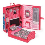 Badger Basket Taşınabilir Home & Go Dollhouse Oyun Seti, Seyahat Saklama Kutusu ve 12 İnç Bebekler için Aksesuarları