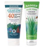 Badger Clear Zinc Kokusuz Güneş Kremi SPF40 ve Aloe Vera Jel Set 87 mL / 118 mL