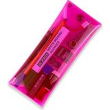 Badger Collection Jellycase Pembe - Şeffaf Pvc Kalem Kutusu Kalemlik (Makyaj Kozmetik Aksesuar Çantası) Organizer - Gri