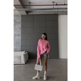 Badu Kadın Giyim Yırtık Desen Kazak - Pembe - Standart