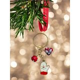 Bae Atölye Yeni Yıl Anahtarlık Eldiven Cam Murano Kalp Kırmızı Boncuk Christmas Altın Kaplama Aksesuar