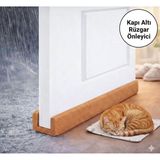Baffhome 4 Adet Kapı Altı Rüzgar Önleyici Isı Yalıtım Süngeri Soguk Rüzgar Önleyici - Açık Kahverengi