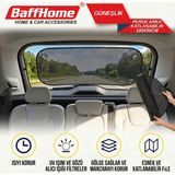 Baffhome Araç Arka Cam Güneşlik Perde Katlanabilir Fileli 100X50 Vantuzlu Perde Pratik Koruyucu - Siyah