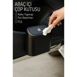 Baffhome Araç Içi Çöp Kovası Su Geçirmez Portatif, Taşınabilir, Kapaklı Oto Mini Çöp Kutusu Kapaklı Çöp Kutusu - Siyah