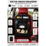 Baffhome Araç Içi Koltuk Arkası Organizer Premium Keçe Kumaş 40 x 55 cm Düz Siyah 7 Cep Özellikli