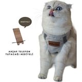 Baffhome Kedi Göğüs Tasması Kedi Gezdirme Tasması Kediler Için Özel Üretim Yeni Nesil (Tasma Dahil) - Gri - 2 Small