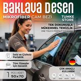 Baffhome Mikrofiber Cam Bezi Iz Bırakmayan Parlatıcı Temizlik Bezi Baklava Desenli Özel Doku Mikrofiber Cam ve Kurulama Bezi 50X70CM - Mavi - Kırmızı - Sarı