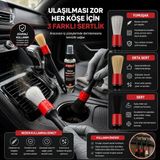 Baffhome Premium Oto Detay Fırça Seti Klima Temizleme Fırçası Araba Klima Havalandırma Detaylı Temizlik Fırçası Yumuşak Tüylü Fırça 3’lü Fırça Seti - Siyah
