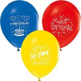 Bafix Balon 1+1 Happy Birthday Party Baskılı 12" Pastel (100 Lü Paket)