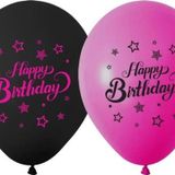 Bafix Balon 1+1 Pink Stars Baskılı 12" Pastel (100 Lü Paket)