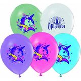 bafix balon unicorn baskılı pastel renkler 4+1 (100 lü paket) - Yok