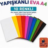 Bafix Saygılıofis Yapışkanlı Eva A4 20X30 cm 10 Renk 1 Paket Yapışkanlı Eva Süngeri 10'lu Okul Kreş Anasınıfı - Renkli