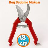 Bağ Budama Makası Bahçe Bitki Çiçek Gül Ağaç Üzüm Filiz Çubuk Çıbık Dal Budama Kesme Makas 18 cm