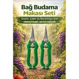 Bağ Budama Makası Seti 2 Li Profesyonel Üzüm, Çilek Ve Bahçe Makası Keskin & Ergonomik