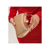 bag Kadın Gold Simli Kristal Taşlı Abiye El Ve Omuz Çantası Portföy Clutch