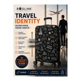 Bag line Kabin Boy Likralı Esnek Kumaş Siyah Worldtravel Baskılı Dayanıklı Valiz ve Bavul Kılıfı