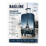 Bag line Likralı Esnek Kumaş Eyfel Kulesi Baskılı Dayanıklı Valiz ve Bavul Kılıfı