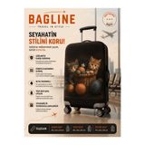 Bag line Likralı Esnek Kumaş Kedi Sepeti Baskılı Dayanıklı Valiz ve Bavul Kılıfı