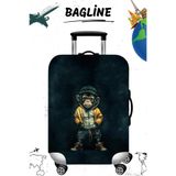 Bag line Likralı Esnek Kumaş Maymun Baskılı Dayanıklı Valiz ve Bavul Kılıfı
