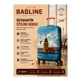 Bag line Likralı Esnek Kumaş Seyahat Baskılı Dayanıklı Valiz ve Bavul Kılıfı