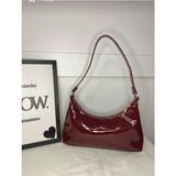 Bag & More Kadın Bodro Rugan Kroko Desenli Beyaz Baget Çanta Omuz Çanta - Bordo - Nut