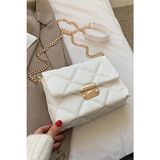 Bag & More Kadın Kapitone Desenli Zincir Askılı Omuz Çantası - Beyaz
