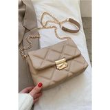 Bag & More Kadın Krem Kapitone Desenli Zincir Askılı Omuz Çantası - Kahverengi
