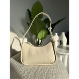 Bag & More Kadın Krem Kroko Desenli Beyaz Baget Çanta Omuz Çanta - 12M-Krem