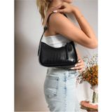 Bag & More Kadın Siyah Kroko Desenli Beyaz Baget Çanta Omuz Çanta - 001-Siyah