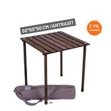 Bag The Joy 50x50x50 CM Ahşap Katlanır Rulo Antrasit Kamp ve Piknik Masası