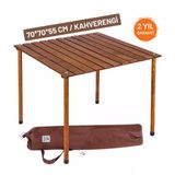 Bag The Joy 70X70x55 Cm Ahşap Katlanır Kamp Ve Piknik Masası - Kahverengi