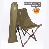 Bag The Joy Ahşap Katlanır Antrasit İskelet Haki Kamp ve Bahçe Sandalyesi
