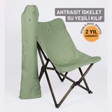Bag The Joy Ahşap Katlanır Antrasit İskelet Su Yeşili Kamp ve Bahçe Sandalyesi
