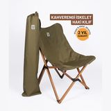 Bag The Joy Ahşap Katlanır Kahverengi İskelet Haki Kamp ve Bahçe Sandalyesi