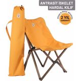 Bag The Joy Ahşap Katlanır Kamp & Bahçe Sandalyesi – Antrasit Iskelet - Hardal Kılıf