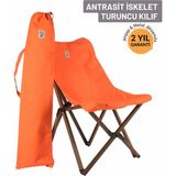 Bag The Joy Ahşap Katlanır Kamp & Bahçe Sandalyesi – Antrasit - Turuncu Kılıf