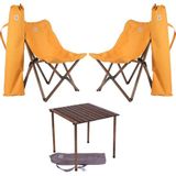 Bag The Joy Ahşap Katlanır Kamp Masa Sandalye Seti 50x50x50 cm | Çantalı | Antrasit – Hardal