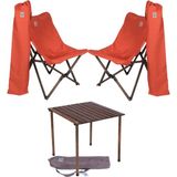 Bag The Joy Ahşap Katlanır Kamp Masa Sandalye Seti 60x60x55 cm | Çantalı | Antrasit – Kiremit