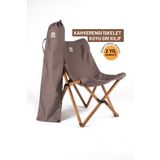Bag The Joy Ahşap Katlanır Kamp Sandalyesi |Bahçe, Balkon | Çantalı - Kahverengi İskelet – Koyu Gri Kılıf
