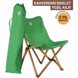 Bag The Joy Ahşap Katlanır Kamp Sandalyesi |Bahçe, Piknik, Balkon | Çantalı – Kahverengi İskelet – Yeşil Kılıf