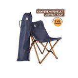 Bag The Joy Ahşap Katlanır Kamp Sandalyesi Lacivert