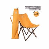 Bag The Joy Ahşap Katlanır Kamp Ve Bahçe Sandalyesi - Antrasit Iskelet - Hardal Kılıf