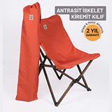 Bag The Joy Ahşap Katlanır Kamp ve Bahçe Sandalyesi – Antrasit Iskelet - Kiremit Kılıf