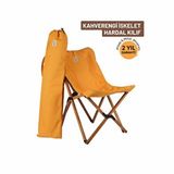 Bag The Joy Ahşap Katlanır Kamp Ve Bahçe Sandalyesi - Kahverengi Iskelet - Hardalkılıf