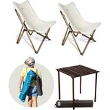 Bag The Joy Ahşap Katlanır Masa Sandalye Seti Antrasit - Bej Kılıf 50X50X50 Antrasit Masa