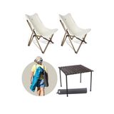 Bag The Joy Ahşap Katlanır Masa Sandalye Seti – Antrasit Iskelet- Bej Kılıf -70x70x55 Antrasit Masa