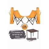 Bag The Joy Ahşap Katlanır Masa Sandalye Seti Antrasit Iskelet Hardal Kılıf -60x60x55 Masa Antrasit - Hardal