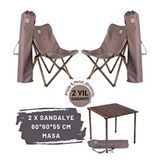 Bag The Joy Ahşap Katlanır Masa Sandalye Seti Antrasit Iskelet Koyu Gri Kılıf, 60x60x55 Masa Antrasit - Gri